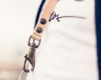 Vegetable Tanned Leather Key Lanyard: Personalized Initial Keychain