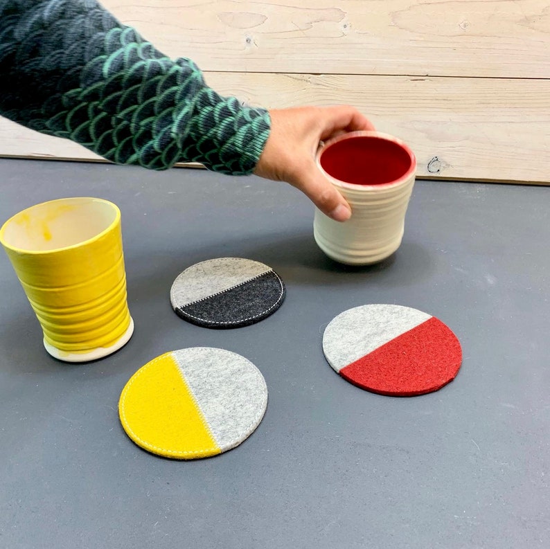 Wool Felt Coasters eco gift round coasters housewarming Etsy