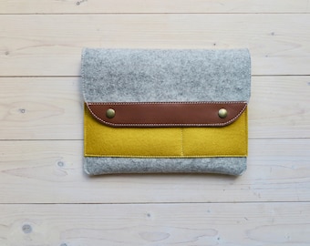 Wool Felt iPad Pro Bag: Leather Pocket, Smart Keyboard Cover