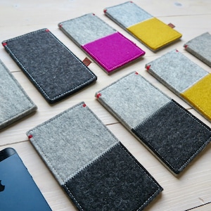Felt iPhone SE/5s Cover Sleeve: Pink, Grey & Yellow