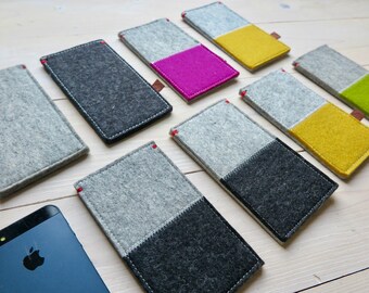 Felt iPhone SE/5s Cover Sleeve: Pink, Grey & Yellow