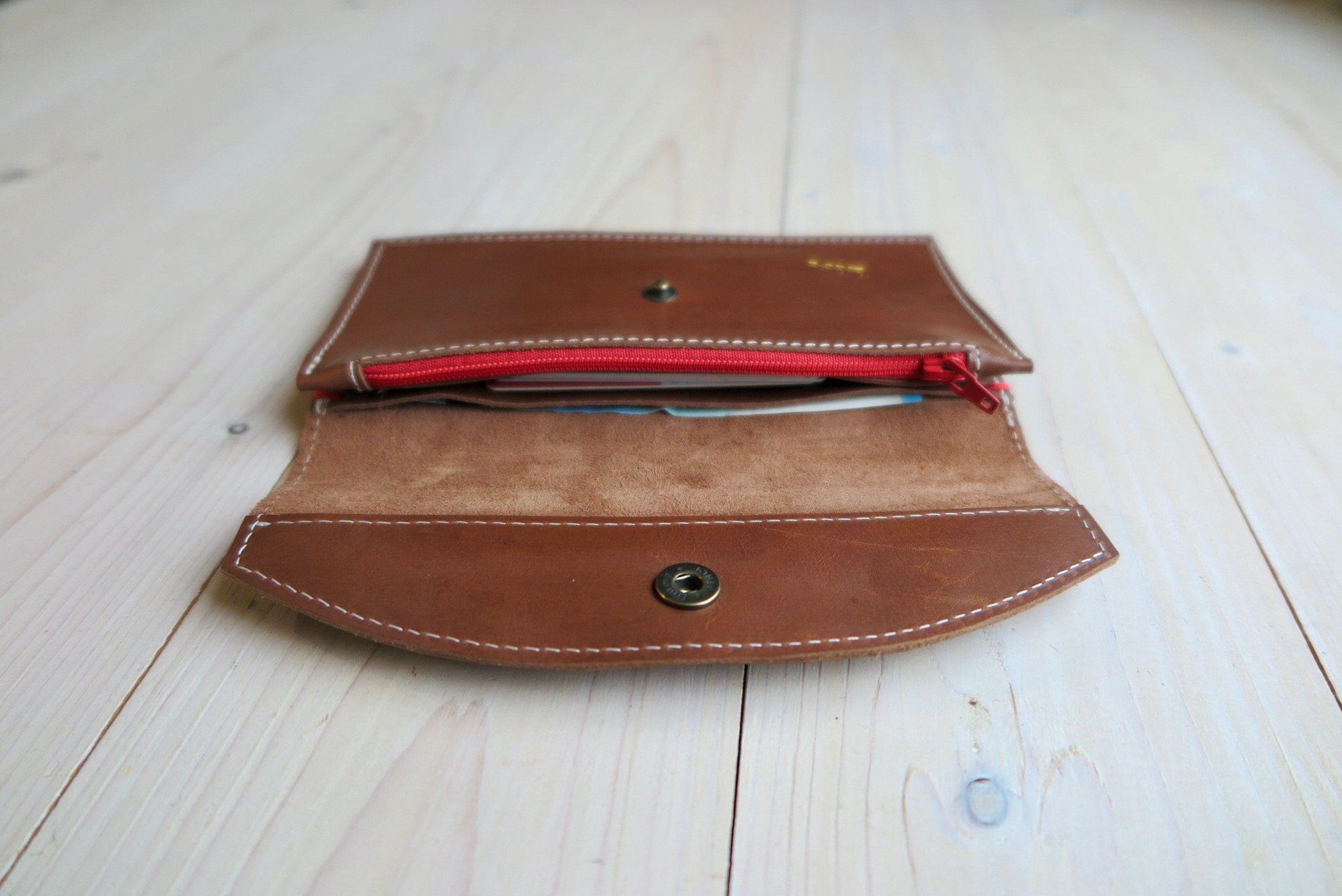 Leather Longwallet With Name Engraving in Gold, Long Wallet