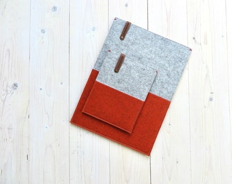 Woolfelt eReader Cover: Grey & Orange Kobo/Kindle Sleeve