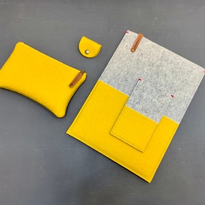 Etui na MacBooka, dwukolorowe, wełniane etui