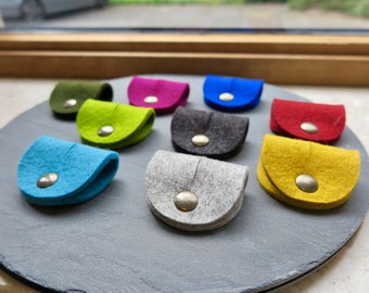 Wool Felt Earphone Pouch: Cable Organizer with Snap Button