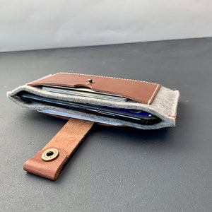iPhone 13 felt wallet w leather pockets and name engraving option, name text on leather  pockets iPhone 14 case, personalized iPhone wallet