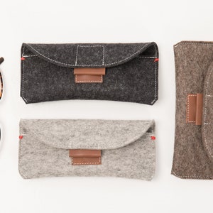 Felt glasses cases - soft case with magnetic closure made of pure wool and leather