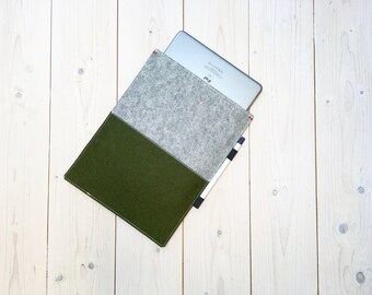 Ipad Pro sleeve Mossgreen & Grey Felt -  for 11" iPad Pro, 10.5" 12.9"  iPad Pro, 9.7" iPad and iPad Mini and Smart Covers