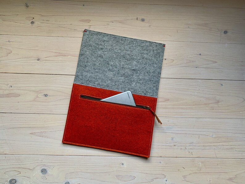 MacBook case, woolfelt two colours with zipper pocket image 1