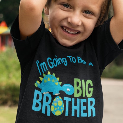 Blue Dinosaur Big Brother Boys T-Shirt Printed Gift Top Pregnancy Reveal 