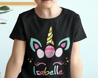 Personalized Unicorn Easter Shirt: Girls' Egg Hunt Tee