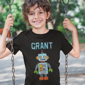 Personalized Robot Shirt for Kids - Boys and Girls Robotics Graphic Tee - Customizable Robot Theme Tee
