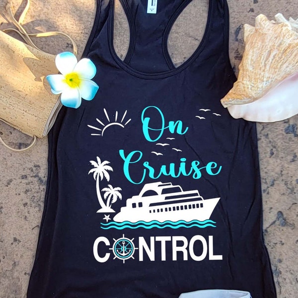 Cruise Shirts Ladies Racerback Tank Top - On Cruise Control - Cruise Ship Holiday Vacation Shirts