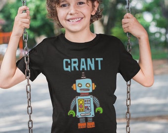 Personalized Robot Shirt for Kids - Boys and Girls Robotics Graphic Tee - Customizable Robot Theme Tee