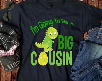 Green Dino Big Cousin Announcement Shirt - Fun Dinosaur Egg Tee for Kids - Perfect Gift for New Big Cousins