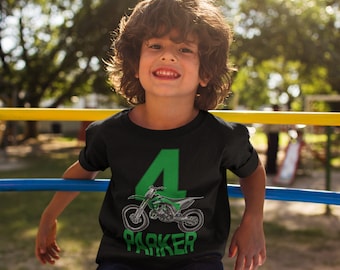 Green Dirtbike Birthday Shirt - Dirtbike TShirt - Personalized Birthday shirt -Dirt Bike Birthday Tee - Birthday Shirt for boy clothing