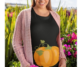 Pumpkin Maternity Shirt - Halloween Pregnancy Announcement Tshirt - New Mom Baby Shower Gift - Thanksgiving maternity tee