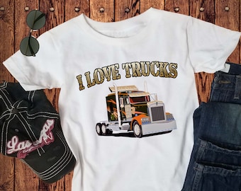 Boys Semi Truck T-shirt - Big Rig Design for Kids - I Love