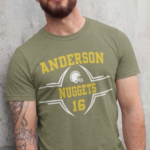 Custom Mens Football T-Shirt - Personalized Team Name Player Tee for Adults - Football Fan  Cheerleader Shirt