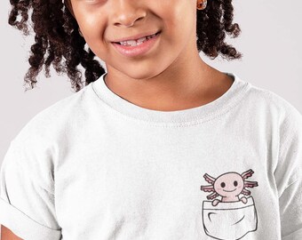 Axolotl Pocket Shirt - Girls and Womens Kawaii Animal Lover Tee