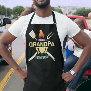 COWEB Grandpa Apron - Waterproof Adjustable Bib Apron For Cooking, Grilling, BBQ, 30x23 Inch (Black) - View #8