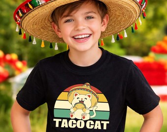 Taco Cat Shirt Cinco de Mayo Mexico Fiesta Kids Kitten Tee