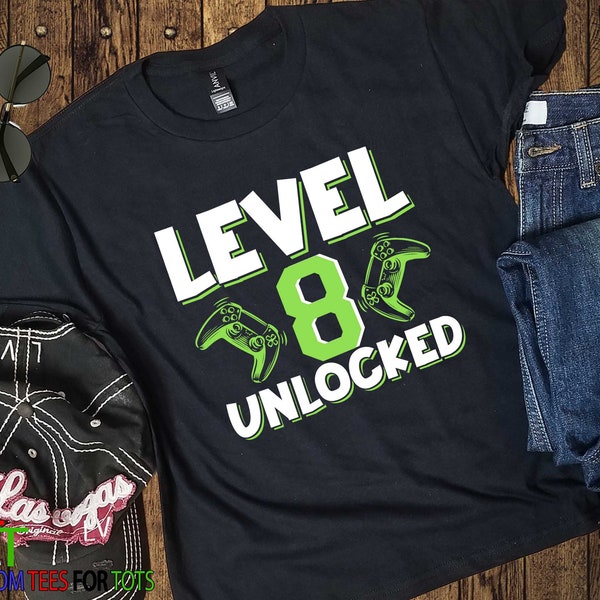 Video Game Birthday Shirt - Kids Gamer Bday Shirt - Level Unlocked Boys Game Controller T-Shirt