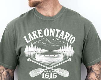 Custom Lake Ontario Shirts, Great Lakes Canada Tops, Comfort Colors Camping Apparel