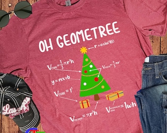 Christmas Tree Geometree Math T-Shirt - Funny Xmas Gift for Math Lovers and Teachers - Boys Girls and Adults