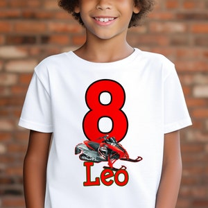 Red Snowmobile Birthday Shirt - Matching shirts - Of the birthday boy Dad Mom Brother Aunt Grandpa