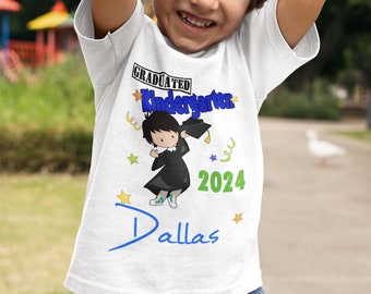 Boys Kindergarten Graduation Shirt - Kindergarten Grad 2024 - Personalized Kids Kindergarten Graduate T-shirt Custom Year Name