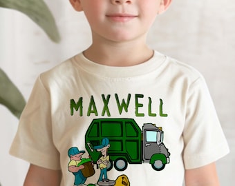 Personalized Garbage Truck Shirt - Custom Name Toddler Trash Truck Tee