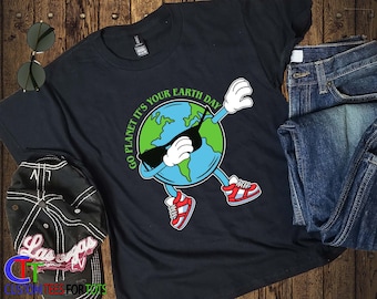 Custom Earth Day Kids T-shirt - Dabbing Planet Design - Funny and Eco-friendly