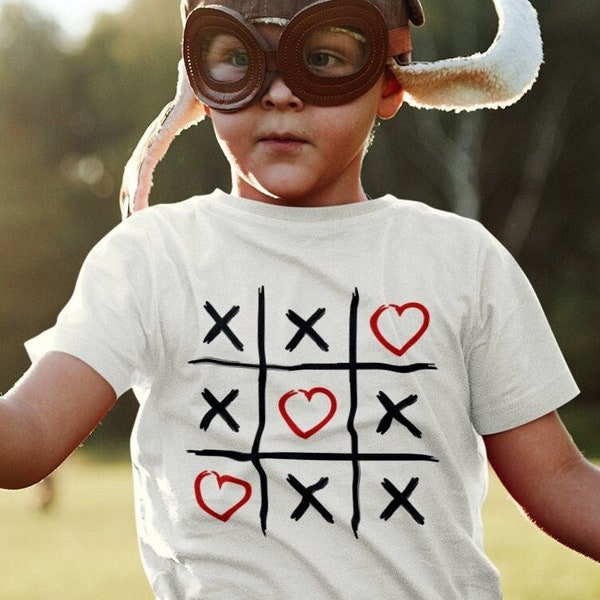 Valentine's Day Shirt - Tic Tac toe Kids Valentines hearts - Hearts Design - Girls and Boys Tee - School Valentines Gift