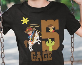 Cowboy Birthday Shirt -  Personalized Cowboy Birthday Shirt - Boy Personalized Shirt - Kids Cowboy Shirt - Lasso Cowboy Birthday Party Shirt