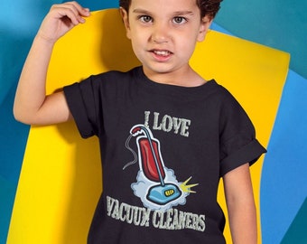 Kids Vacuum Cleaner T-Shirt - I Love Vacuum Cleaners Tee for Boys and Girls - Fun and Quirky Vacuum Shirt for Kids