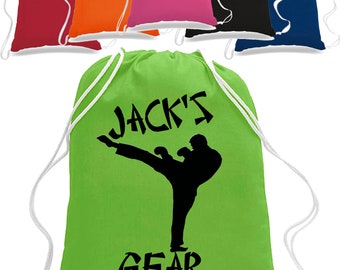BOYS JUDO Karate Taekwondo Personalised Drawstring Bag great for school Gym PE Swimming Judo Dance Gift