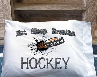 Personalized Hockey Pillowcase: Soft Microfiber, Kids' Bedroom Decor With Name