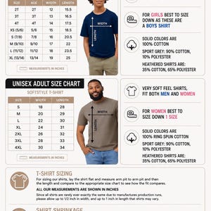 The image is a detailed size chart for Rykast Apparel, providing measurements and size information for both toddler/youth and adult shirts.