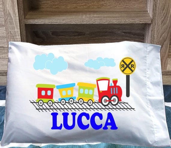 Personalized Kids Train Pillowcase - Soft, Machine Washable Cover