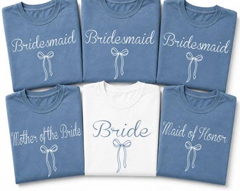 Custom Bride Shirt, Bridesmaid Wedding Tops, Comfort Colors Elegant Bow Bridal Tees