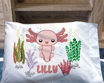 Pink Axolotl Pillowcase: Personalized Kids Room Decor