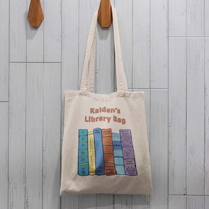Personalized Book Stack Tote Bag - Children's Library Bag