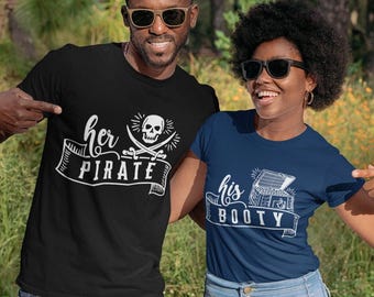 Matching Pirate Cruise Shirts: Funny Couples Holiday T-Shirts