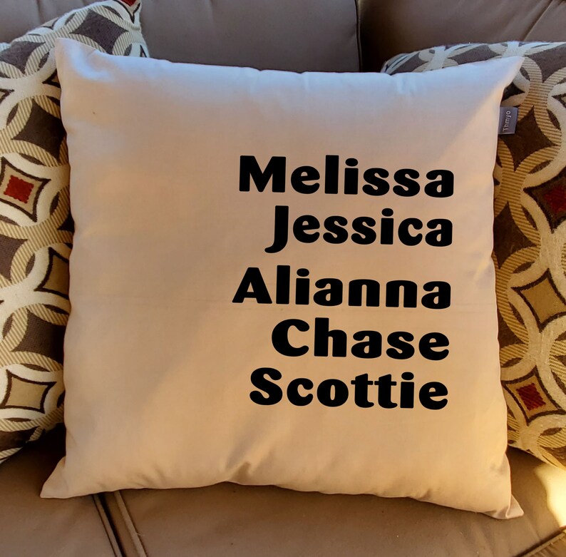 Personalized Family Names Throw Pillow Custom Names Cover Etsy