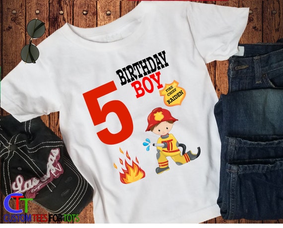 Camisa de cumpleanos personalizada del camion de bomberos camiseta de bombero para nino o nina camiseta de bombero personalizada Etsy Espana
