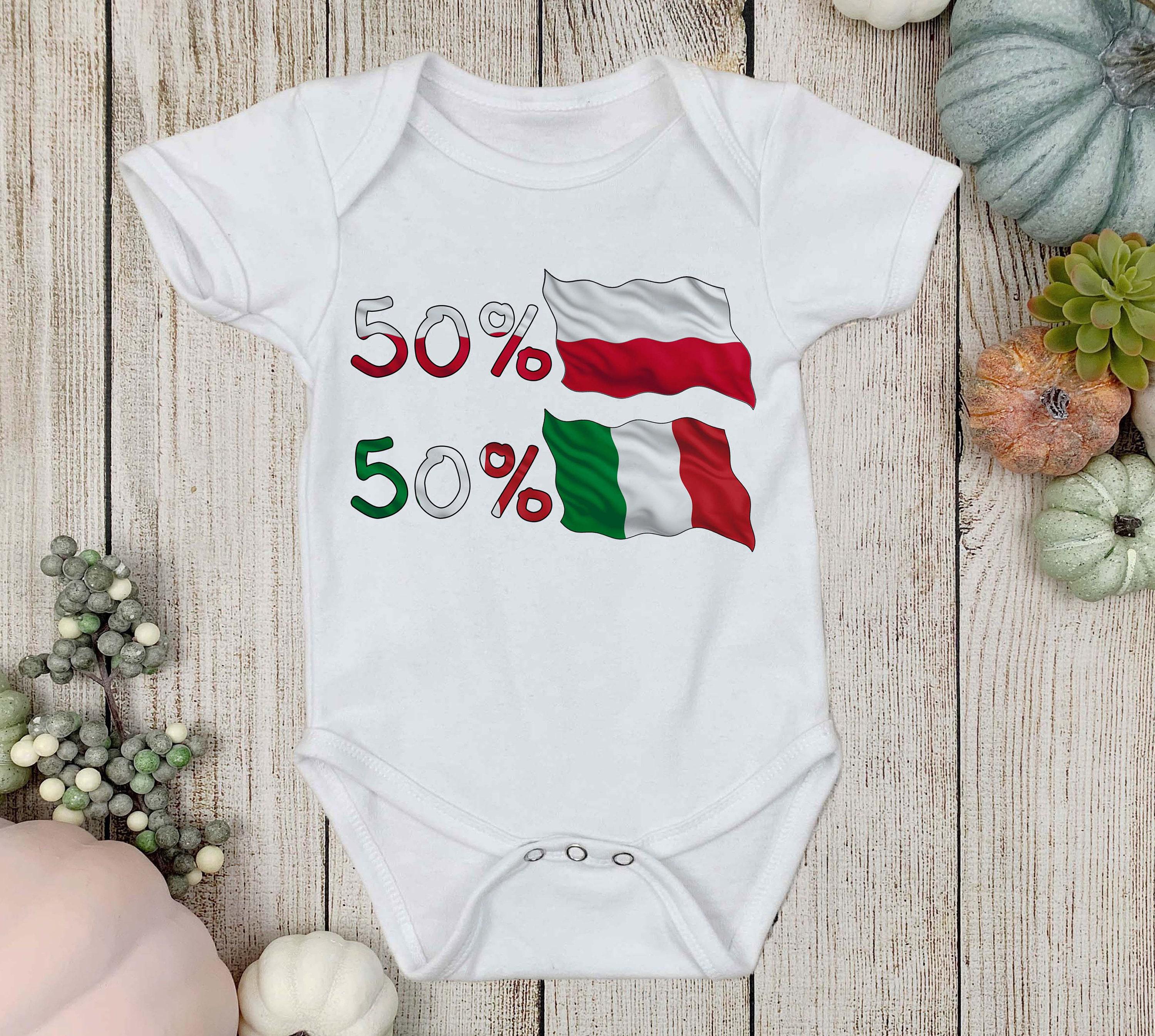 Polish Italian bodysuit -Nationality Bodysuit with 50% Poland and Italy Flags- Proud to be half Italian half Polish baby- Baby shower gift