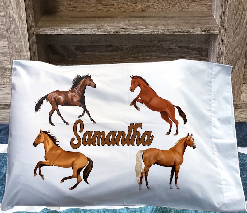 Personalized Kids Pillowcase Girls Horses Pillowcase Etsy Canada