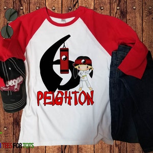 Personalized Karate Birthday Shirt for Girls - Martial Arts Raglan Tshirt with Name  Age - Taekwondo Clothing