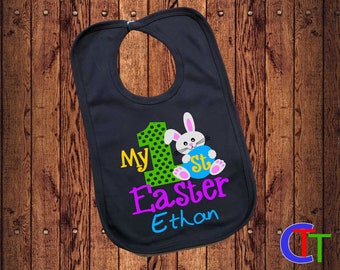 My 1st Easter baby Bib - Personalized Easter infant bib boy or girl - Baby shower gift - Happy Easter bib with name